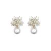 Silver needle flash diamond snowflake pearl earrings design stud earrings retro temperament ears