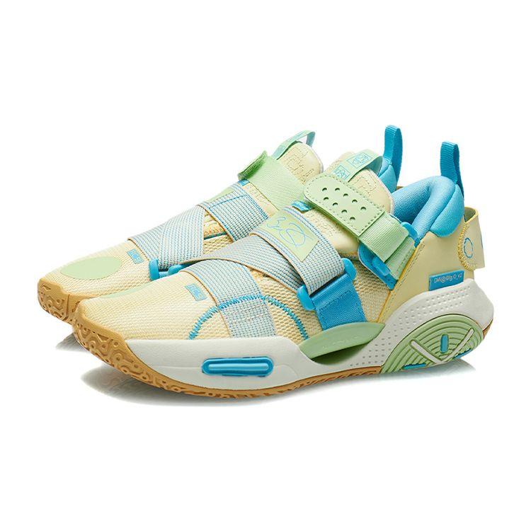 Li Ning All City 9 V2 Youth Low Top Basketball Shoes Kids Basketball Shoes Yellow Green ABPR055-5