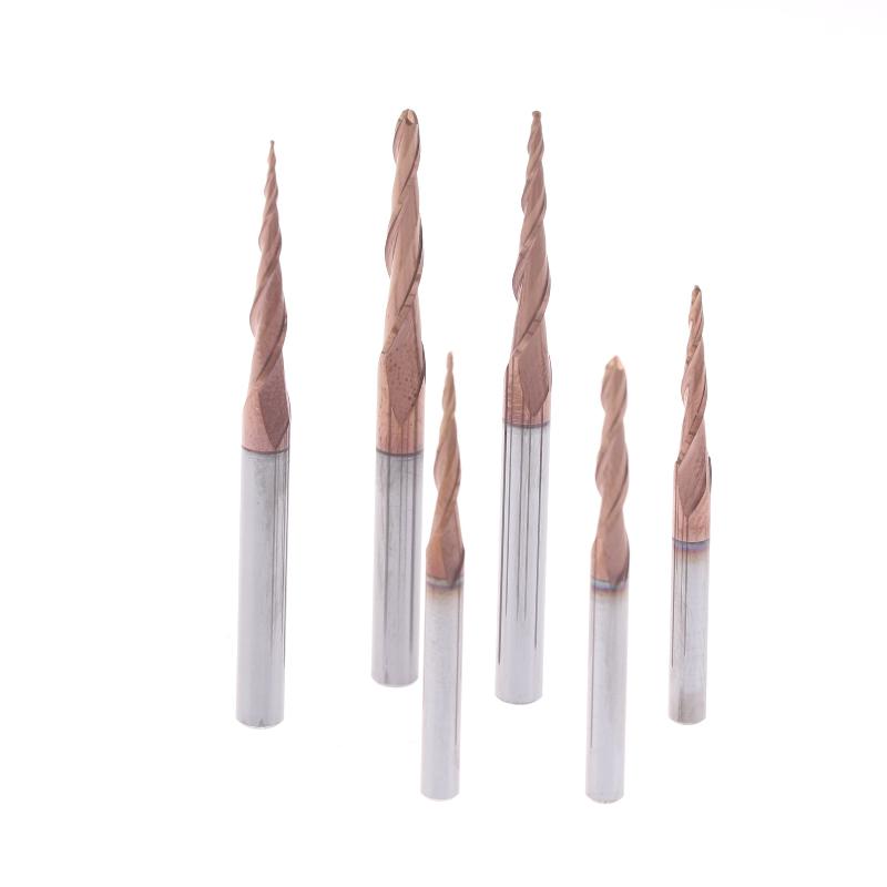 1 Pcs Taper Wood Metal Milling HRC55 Tungsten Steel Tapered Ball Nose End Mill Tapered Ball Nose Spiral Engraving Router Bits