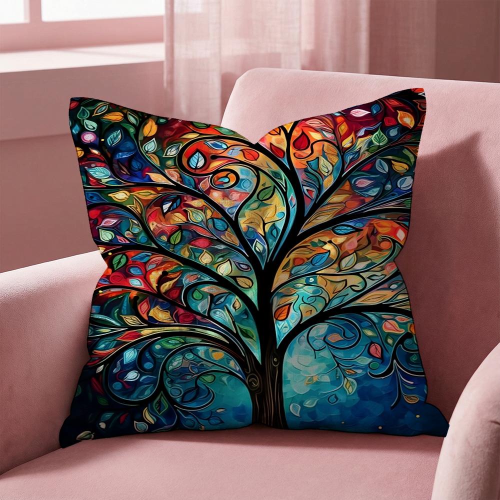 Colored Tree Cushion Cover Multi-Scene Pillow Cover for Home & Car - Reversible, Soft & Durable for Daily Use