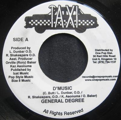 7inch Record GENERAL DEGREE - D' Music NONE Taxi Jamaica Reggae, Ska & Dub Used