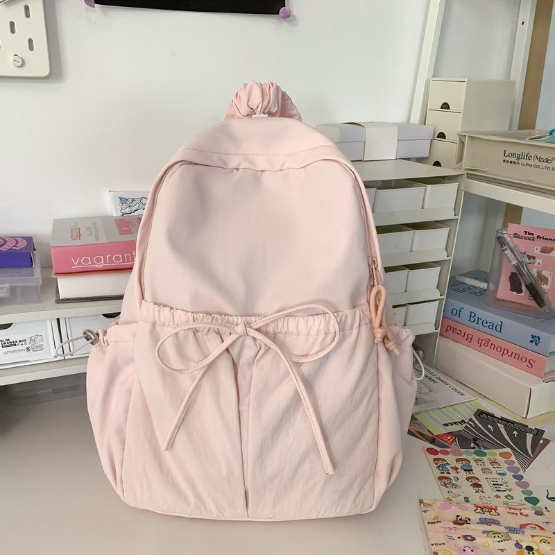 Simple schoolbag treasure girl casual bow backpack versatile primary and secondary school students high value backpack