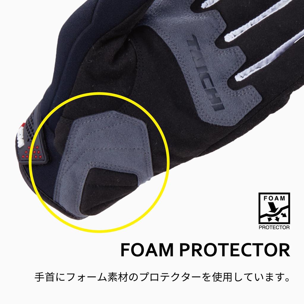 RS TAICHI Motorcycle Waterproof Rain Gloves with Touchscreen Compatible and DRYMASTER Fit RST450 Size L All-Season Built-in Protector, Edge,