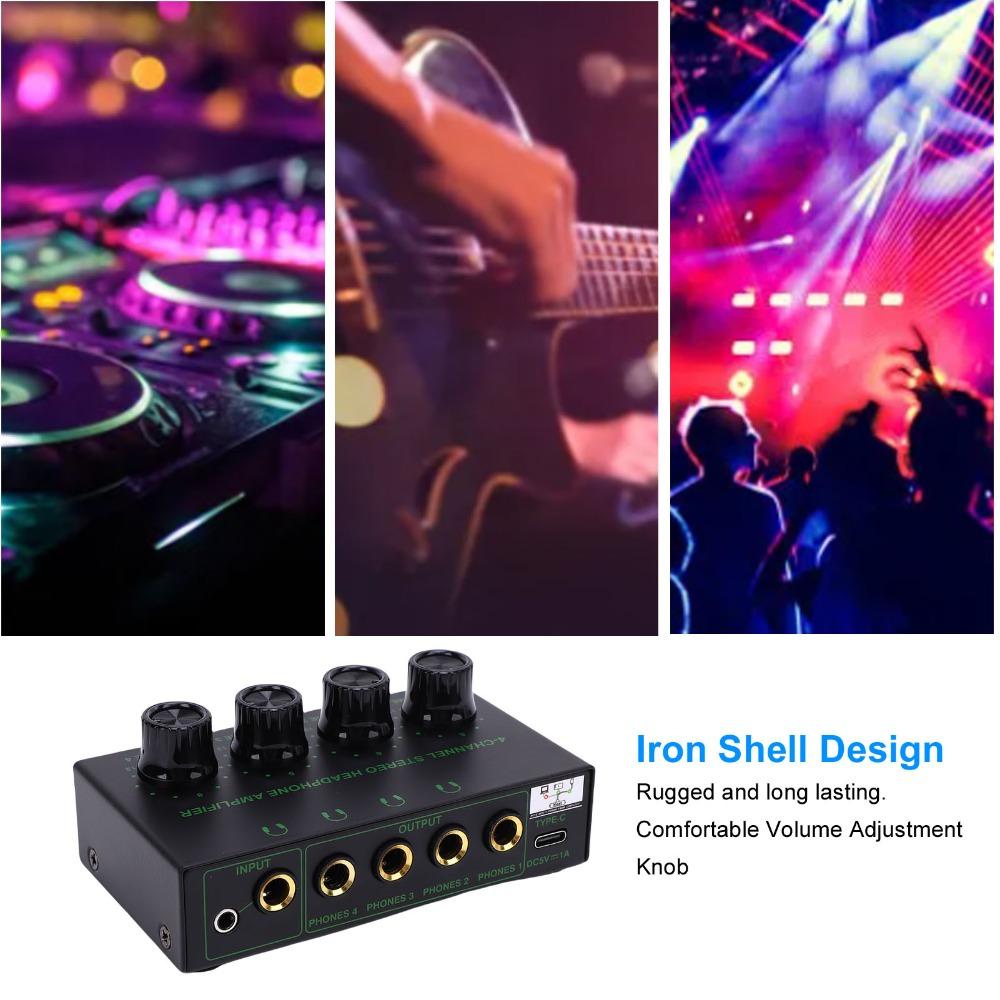 6.35mm & 3.5mm Input Stereo Headphone Amplifier Multiple Device Amplifier for Studio