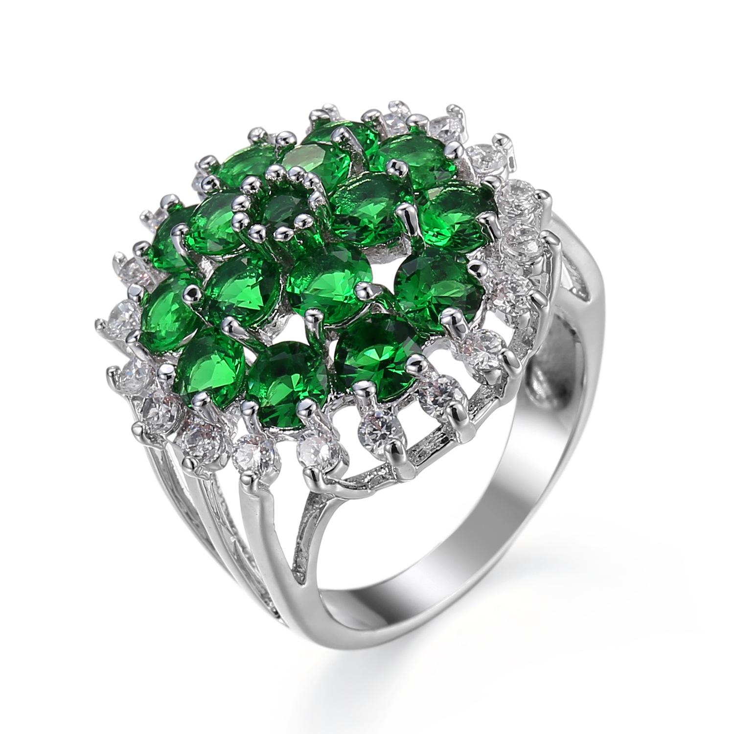 

Кольцо SODROV с зеленым цирконом в форме большого цветка 6