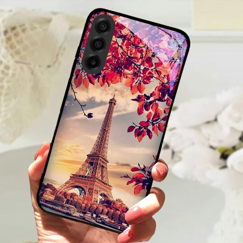 For Samsung Galaxy S25FE Case Fashion Lion Flower Tempered Glass Shockproof Bumper Cover For Galaxy S25 S 25 FE Camera Protector
