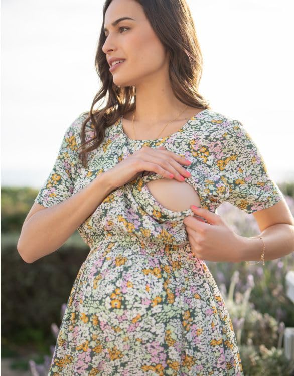 Casual Breastfeeding Maternity Retro Flower [Seraphin] Dress, Dress, TAMIKA, Women's,