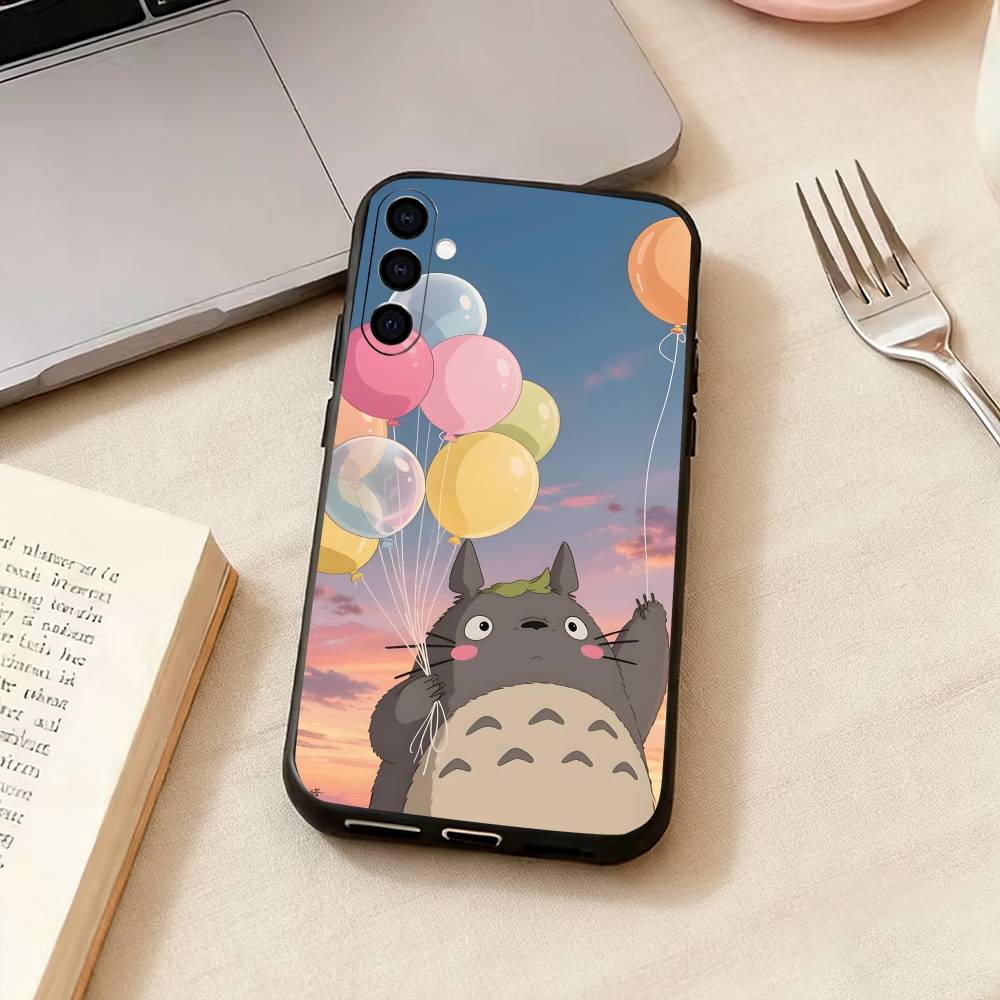 Cute Art T-Totoro-o Anime Phone Case For Samsung Galaxy A73,A72,A71,A70,A53,A52,A51,Soft Silicone Black Cover