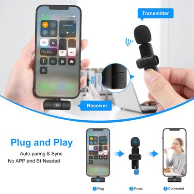 PULUZ PU3150B One-Trigger-Two Mini 2.4G Sistema con micrófono inalámbrico Micrófono con clip Transmisión de 20M