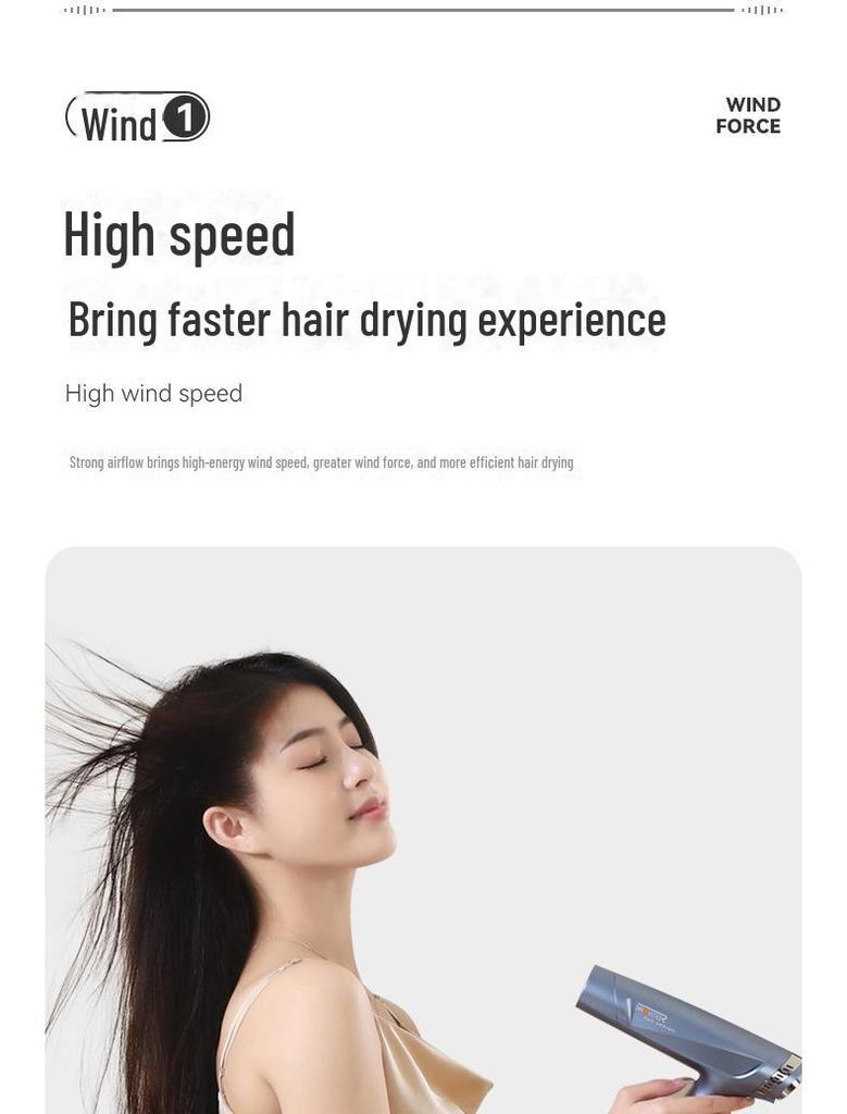 INNOVATOR Folding Hair Dryer: Plasma Technology, Damage-Free, High-Speed Motor, Low Noise