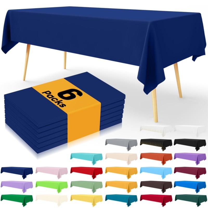 Homaxy Versatile Disposable Table Cloth  Plastic Waterproof Tablecloth Decorative Rectangle Table Covers of Party Camping Picnic