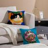 Cute Cartoon Cat Patterns Pillow Case Double-Sided Plush Sofa Cushion Covers Organic Breathable Invisible Zipper