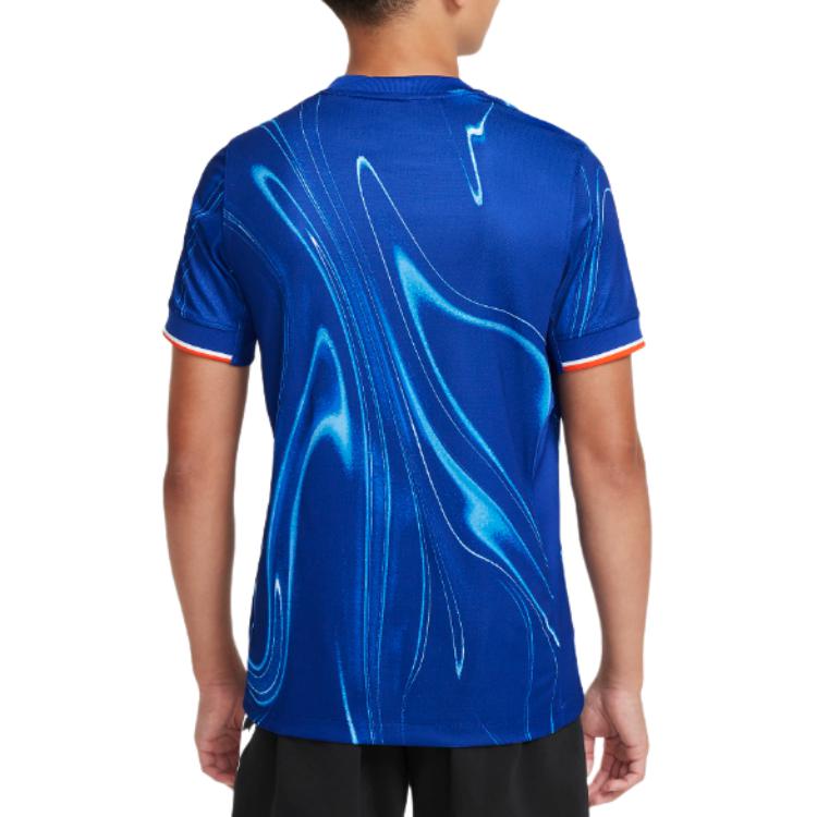 Nike Maglietta da Stadio Casa Chelsea Football Club 2024/25 Girocollo Traspirante Confortevole Casual Manica Corta Top Bambino Blu FN9124-496