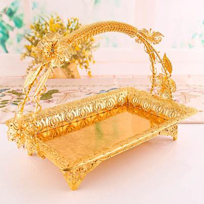 Fruit Snack Basket European Classic Style Gold Silver Metal Single Layer Multipurpose for Living Room Gift Idea