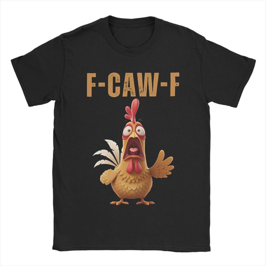 F CAW F Kuře Vtipné Meme Černá Vrána F-Caw-F Černý Pták Merch Unisex Tričko Bavlněné Tričko Graficky Tištěné Tričko Oblečení
