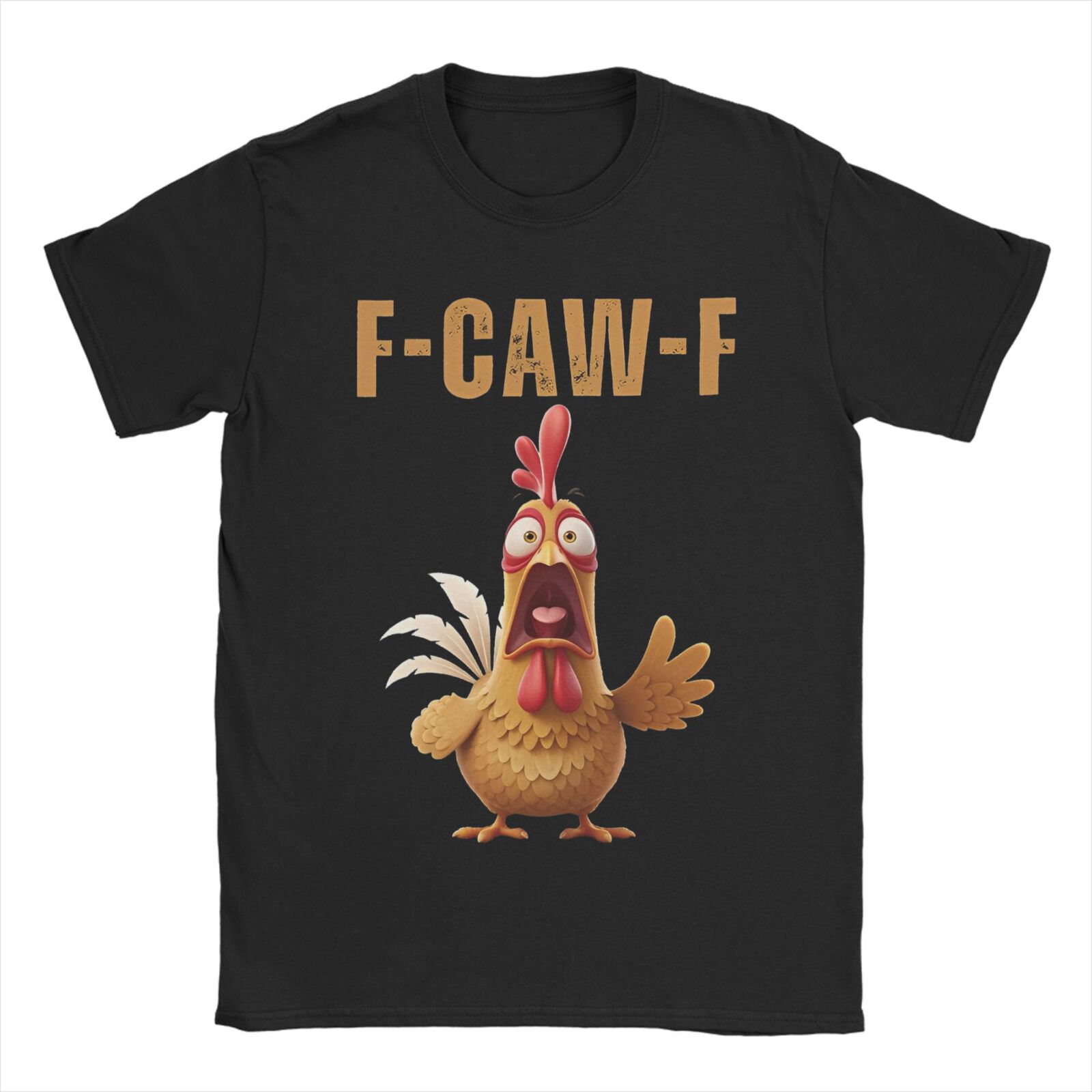 

F CAW F Chicken Funny Meme Black Crow F-Caw-F Black Bird Merch Unisex T Shirt Cotton Tee Graphic Printed T-shirt Clothing M
