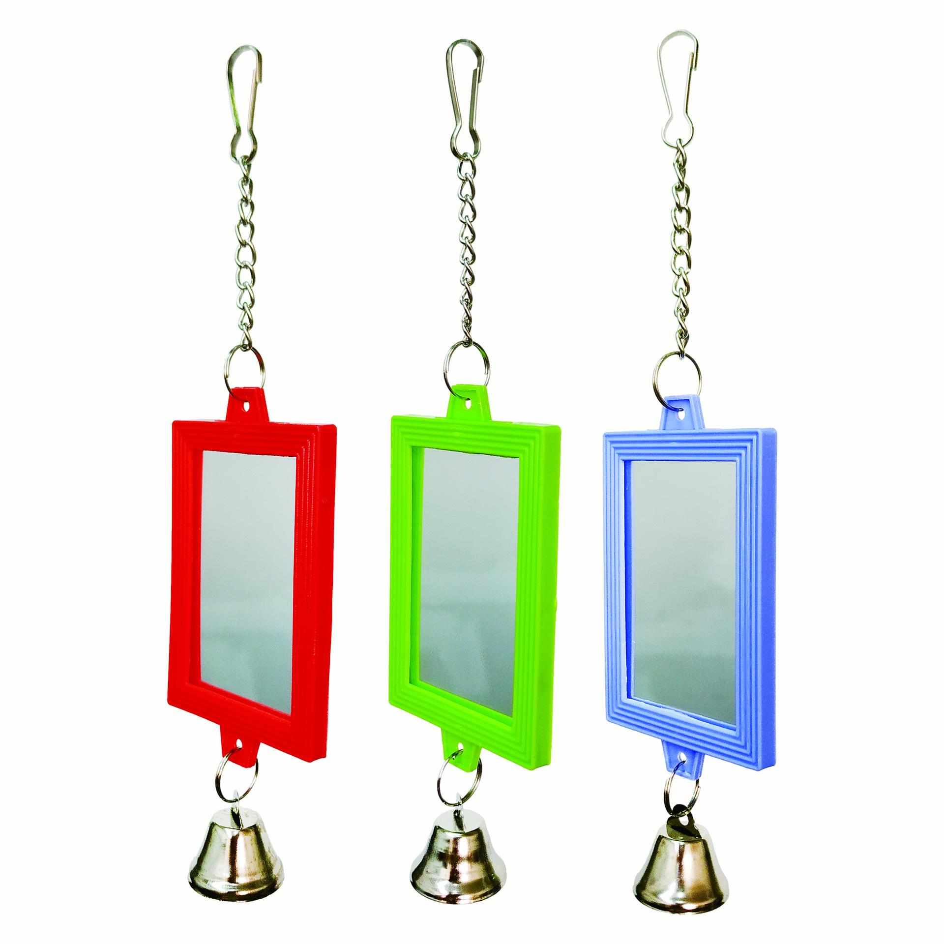 Colorful Double-Sided Parrot Mirror Toy - Bird Cage Decoration Accessories Double-sided square mirror 6*22cm/43g