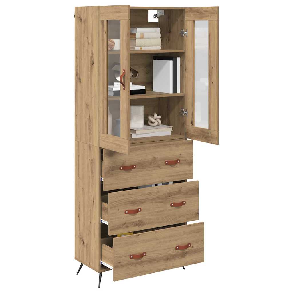 Highboard Cabinet with Shelf 2 pcs Artisan Oak Wood Material
