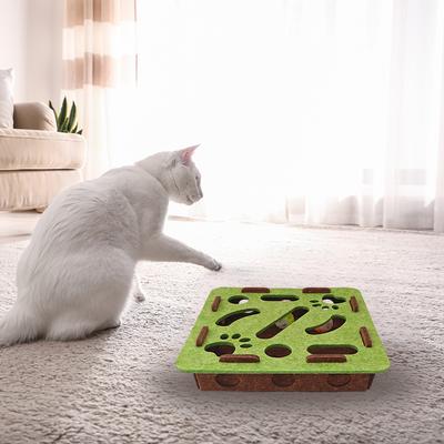 Cat Puzzle Toy Felt Puzzle Box Maze Holes Toys Cat Exercise Toy With Ball  Interactive Funny Combination Set Cat Scratching Post