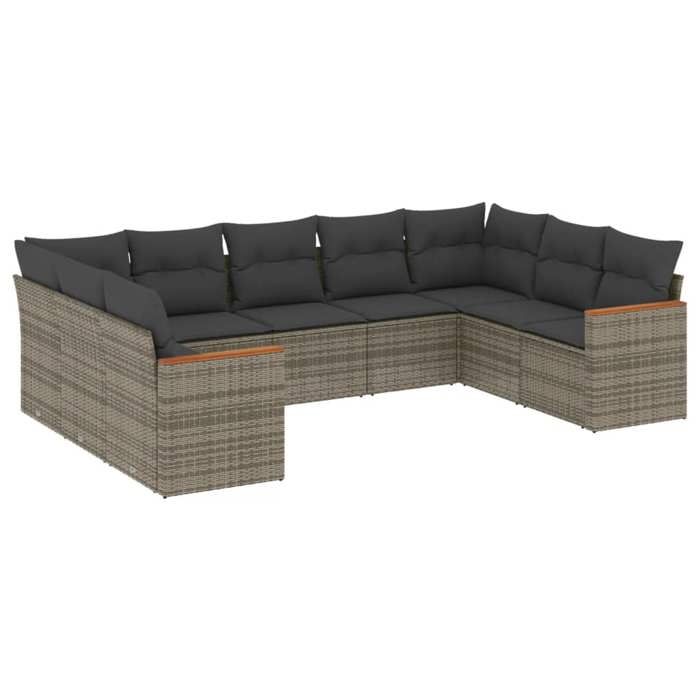 VidaXL Salon de Jardin avec Coussins 9 pcs, Canapés de Terrasse, Ensemble de Meubles de Patio, Mobilier d'Extérieur, Gris 3258679