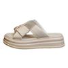 Fashion one-word slippers 2025 summer new muffin thick bottom soft bottom with skirt wear thin beach slippers women