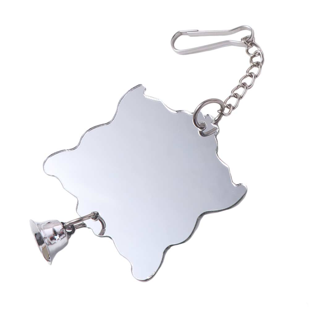 Pet Supplies Acrylic Bird Cage Mirror Hanging Square Parrot Bell Toy Durable Parrot Cage Toy for Parakeet Cockatiel Finch