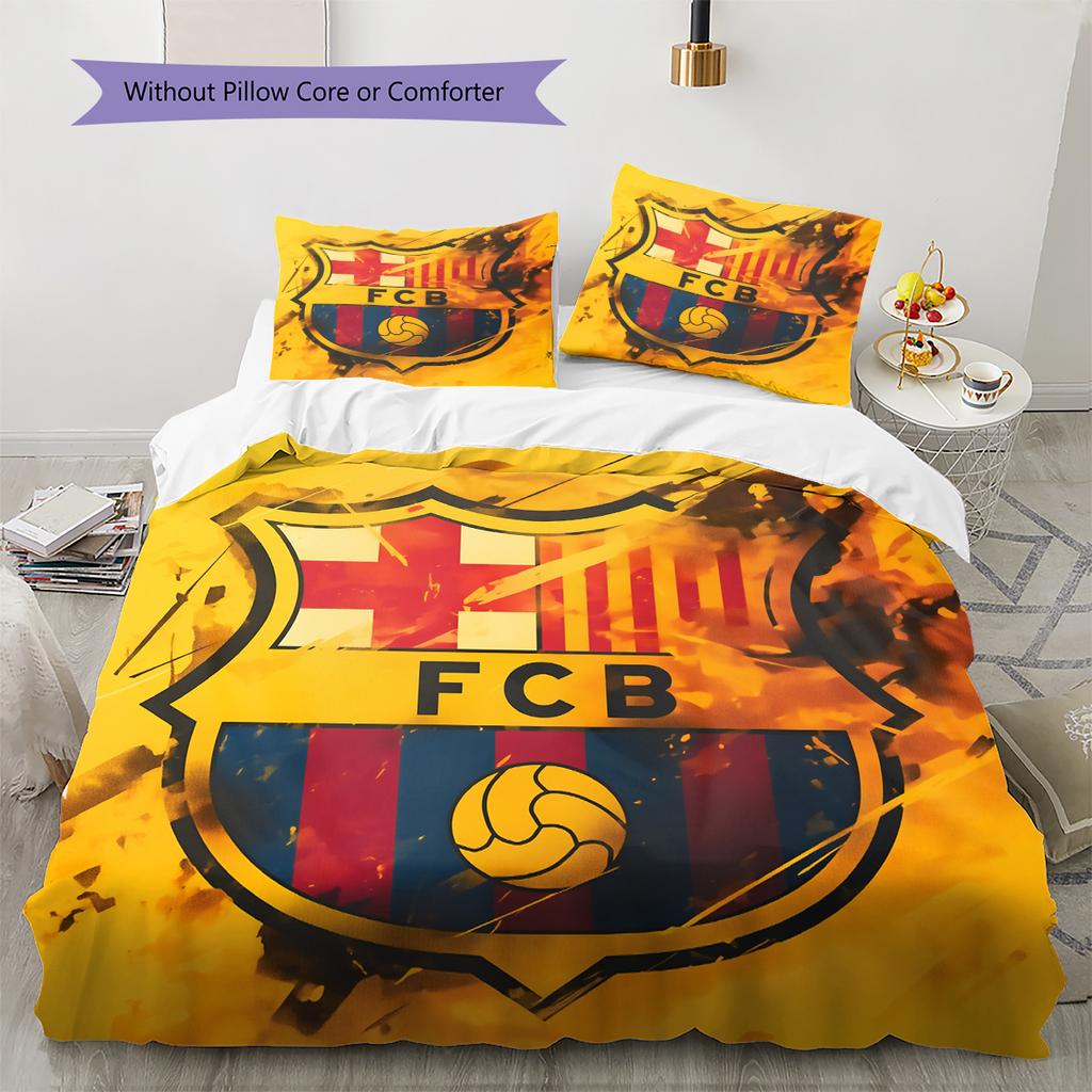 מצעים בעיצוב ברצלונה קישוט לבית מתנת יום הולדת (1 * כיסוי שמיכה + 2 * ציפות, ללא ליבה)