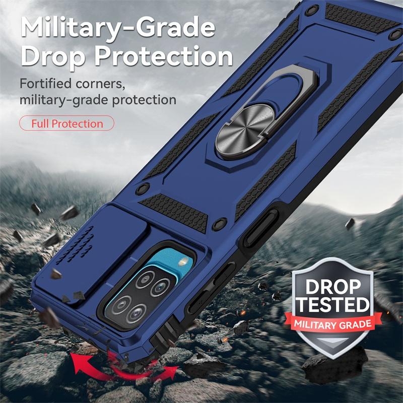 Pro Samsung Galaxy A12 5G Pouzdro Nárazuvzdorné Pancéřové Pouzdro se Stojanem s Kroužkem Pro Samsung A12 4G A 12 GalaxyA12 Ochrana Objektivu Fotoaparátu Fundas