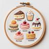 1 Set Cake Embroidery Kit with Hoop Threads Needles Pre-Stamped Dessert Cross Stitch Craft