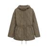 Winter Damesmode Verticale Kraag Strik Capuchon Taille Gevulde Jas Licht Warm Losse Jas