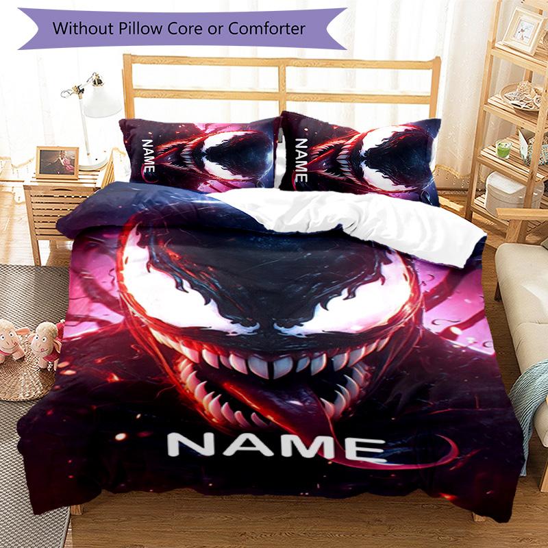 3pcs Venom3 Cover Set - Personalized Name, HD Printed Bedding with 1 Cover and 2 Pillowcases - Perfect for Home Decor, Easy Care