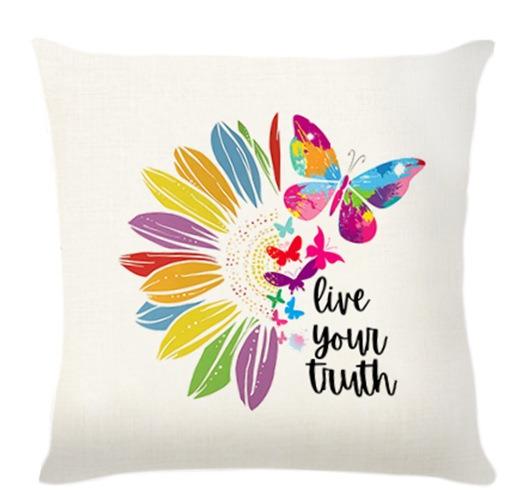 Love Heart Rainbow Print Pattern Home Decor Pillowcase Bedroom Living Room Sofa Decoration Polyester Cushion Cover with Zipper