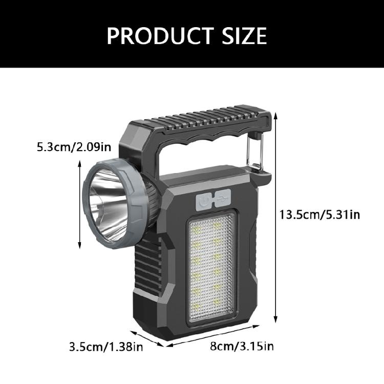 Solar Power Flashlight USB Charging Solar LED Flashlight with High Brightness ABS Suitable for Hiking & Emergency Use