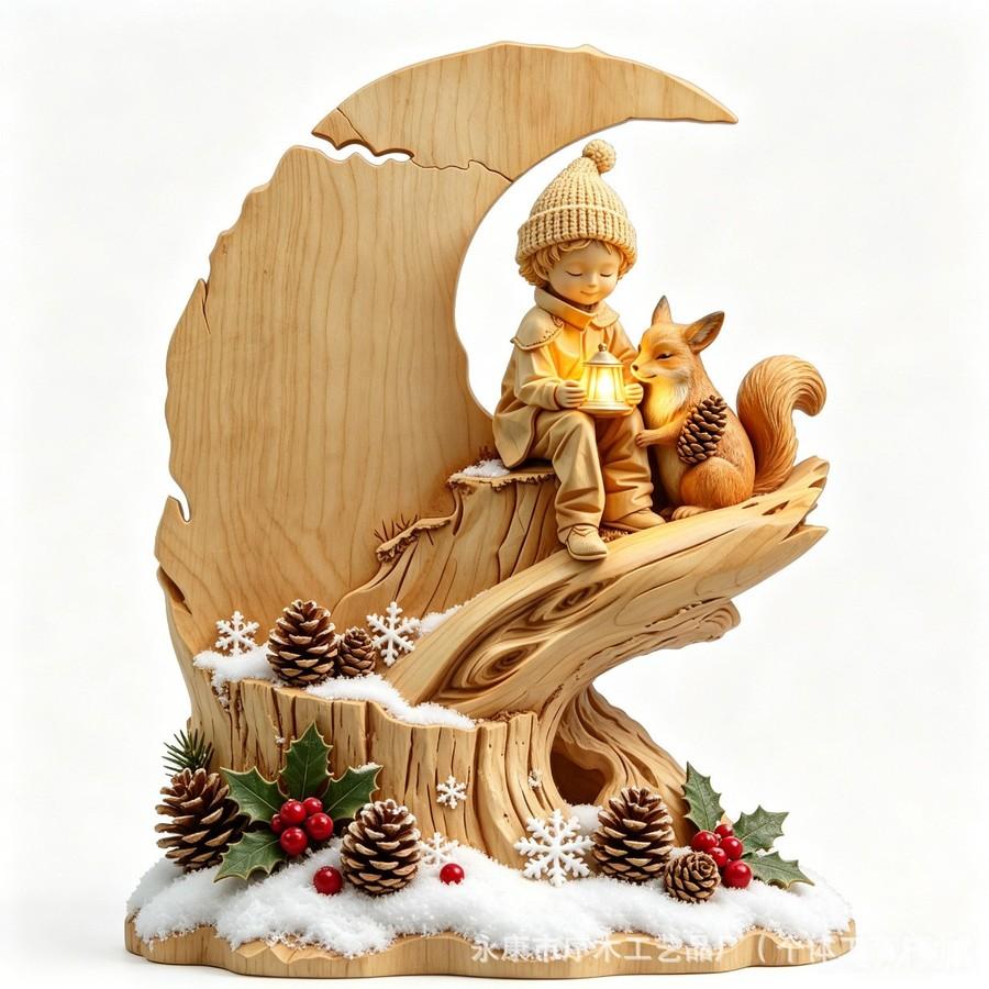 The Little Prince Fox Wooden Flat Decorative Item Fairytale Home Decor Christmas Craft Desktop Ornament