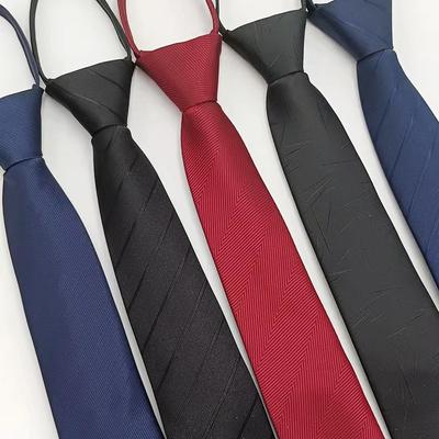 Cravatta con cerniera jacquard a righe professionale da uomo (7 centimetri) - Filato tinto e facile da tirare 