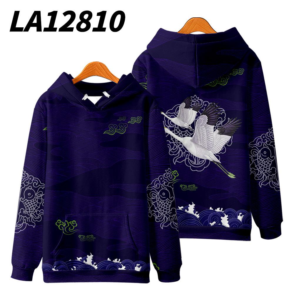 

Japanes Harajuku Crane Print Толстовка з капюшоном Осінній повсякденний негабаритний худі з капюшоном Хіп-хоп пуловер Жіночий чоловічий одяг 4XL