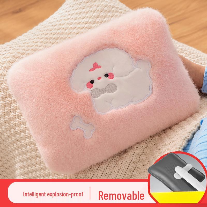 Rechargeable Plush Hot Water Bottle Hand Warmer - Cute Explosion-Proof Design for Baby Girls, Winter Use.
