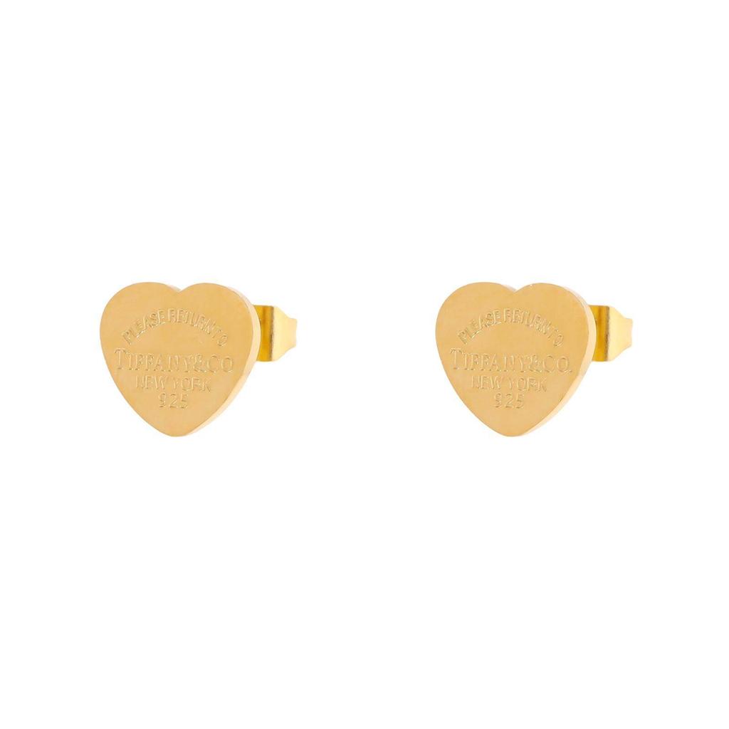 18K Heart-Shaped Stainless Steel Stud Earrings - Luxury Peach Heart Design