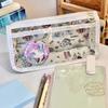 Cartoon Translucent Pencil Case Multi-Layer Vertical Large-Capacity Stationery Storage Bag School Supply Cosmetic Bag