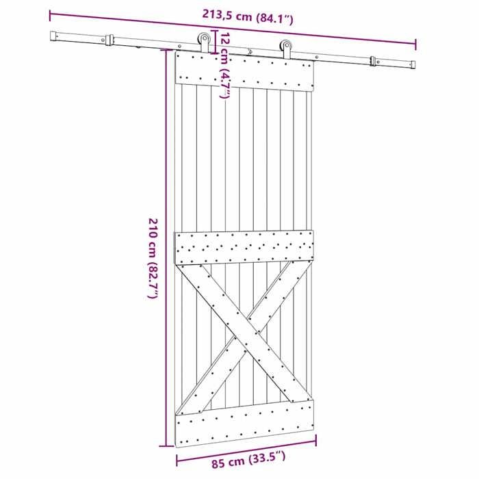 VidaXL Porte coulissante et kit de quincaillerie 85x210 cm pin massif 3332768