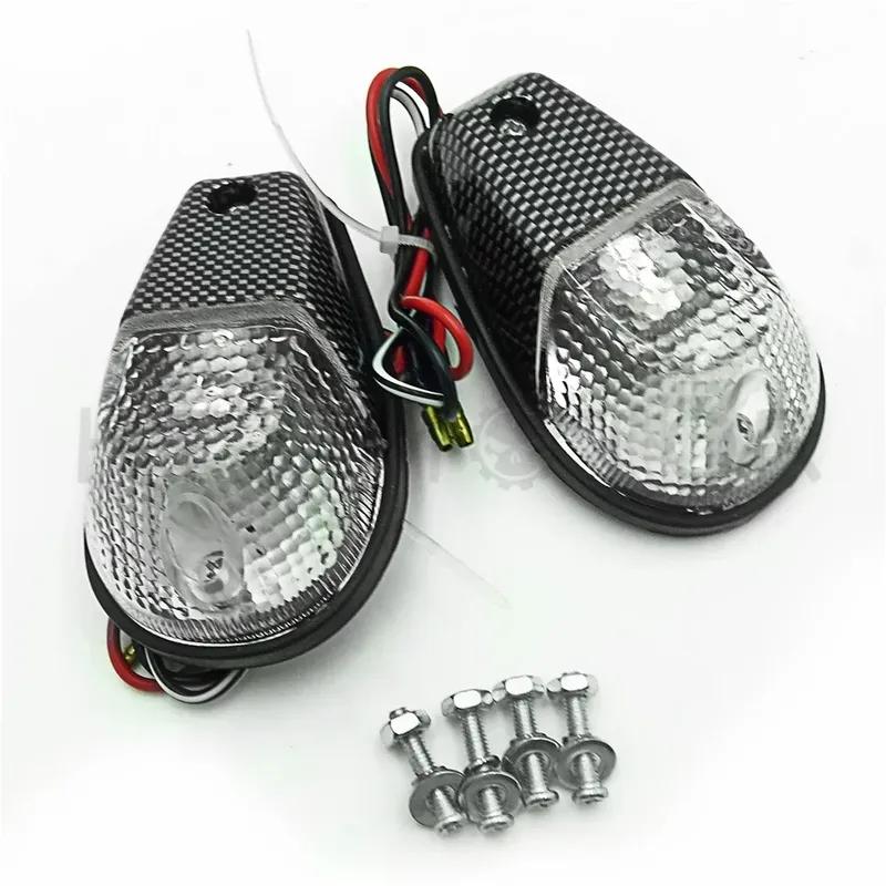 CARBON+CLEAR Motorcycle Flush Mount Turn Signals Blinker Light For Yamaha Universal Sportbikes