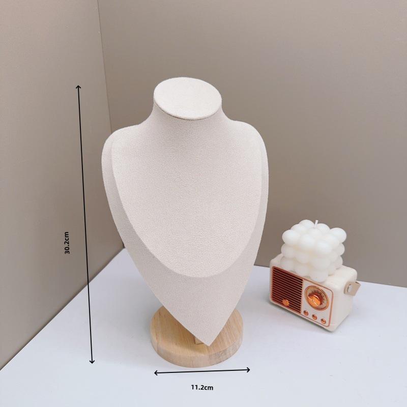 Solid Wood Necklace & Jewelry Display Stand with Portrait Model for Accessories, Rings, and Bracelets