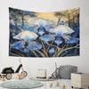 "Blue Iris Flowers In Forest Style Art" Pattern Wall Hanging Tapestry Decorative Tapestry Home Decor for Bedroom and Living Room