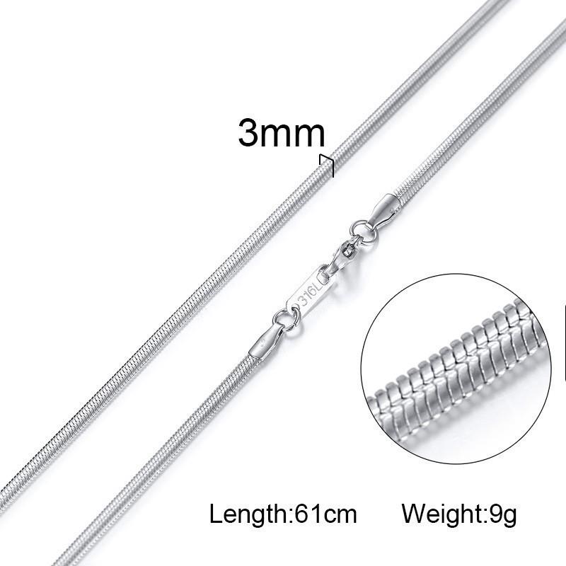 Damen Herren Ketten Halsketten Edelstahl Flache Schlangenglied Gliederketten 24" Breite 3mm 4mm 6mm