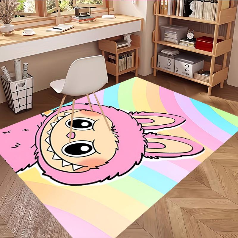 Labubu Print Rug, Washable Floor Carpet, For Entryway Dorm Laundry Room Office Study, Home Decor Birthday Christmas Gift
