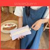 Canvas Large Capacity Quilted Grid Pencil Case For Girls With Storage Pouch