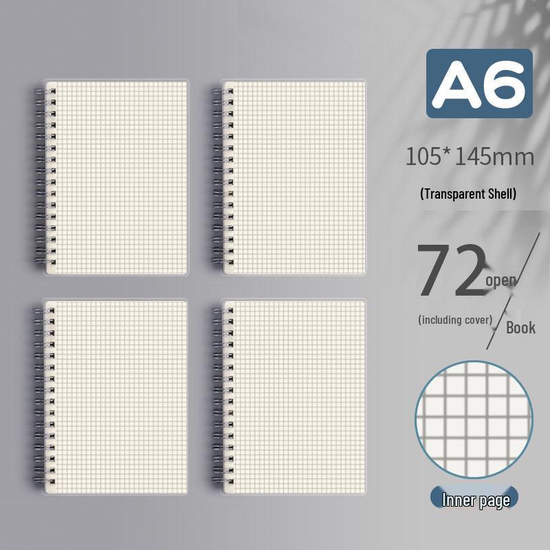 Clear PP Cover Spiral Notebook, Student Grid & Lined, Large B5 Size