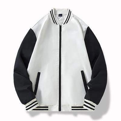Baseball Jacket, Men's Spring and Autumn Casual Jacket, Color Blocked Jacket, Men's Zipper Cardigan Jacket