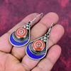 Coral & Lapis Lazuli 925 Solid Sterling Silver Nepali Earrings, Handmade Gemstone Earrings Jewelry, Gifts For Wife Brand New Earrings