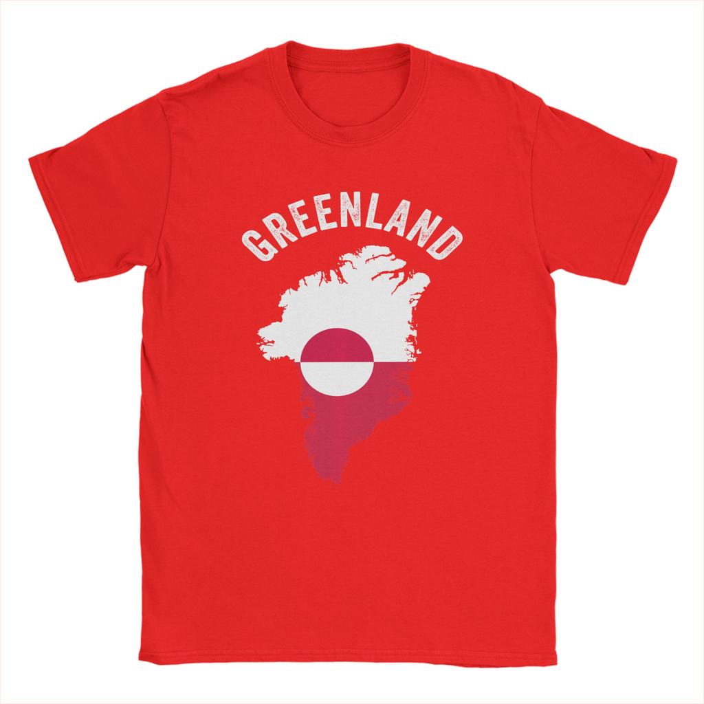 Cool Greenland Flag TShirt Men Round Collar Cotton T Shirts  Short Sleeve Tees Gift Idea Clothing